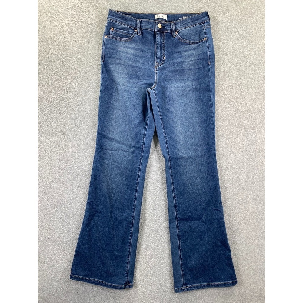 Nicole Miller Soho High Rise Bootcut Jeans Women's 12 Medium Wash Stretch Denim